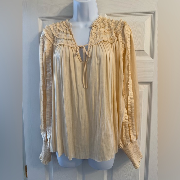 NWOT Ulla Johnson Cream Ruffled Long Sleeve Blouse Size 8/M - Picture 9 of 9